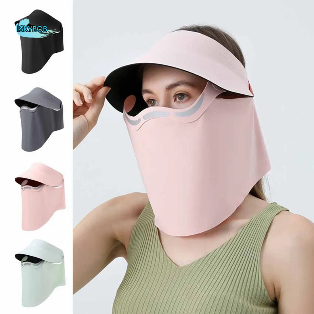 

Hollow Top Large Brim Sun Hat UV Protection Lightweight Ice Silk Face Cover with Brim Magnetic Magnetic Sun Hat Outdoor Sports