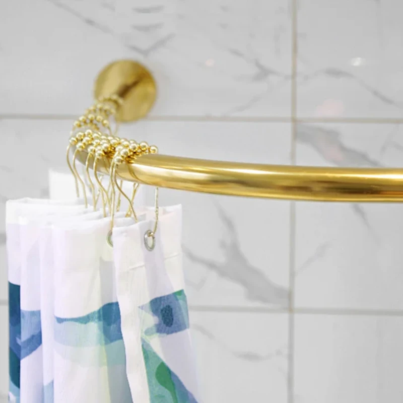 

Stainless Steel 120-165cm Adjustable Luxury Gold Curved Shower Curtain Rod Punch-Free Suction Cups Rail For Bathroom,Locker Room