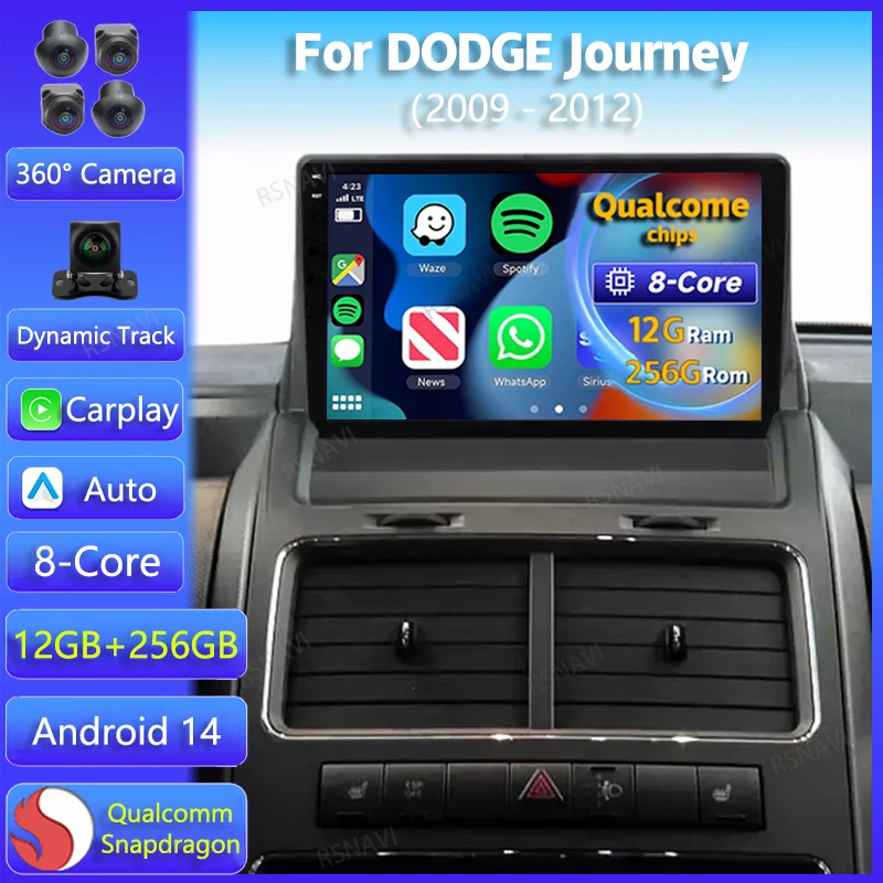 Android 14 Carplay DSP WIFI+4G For DODGE Journey 2009 2010 2011 2012 Car Radio GPS Multimedia Player Stereo Head Unit 2din Audio