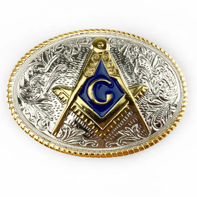 Masonic belt buckle two-tone plated casual belt buckle