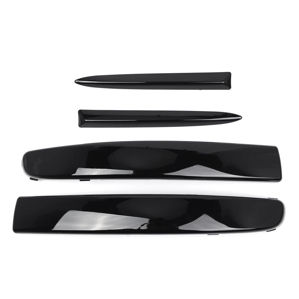 4Pcs Car Front Bumper Upper Lower Grille Moulding Trim For Fiat 500 2007 2008 2009 2010 2011 2012 2013 2014 2015 Glossy Black