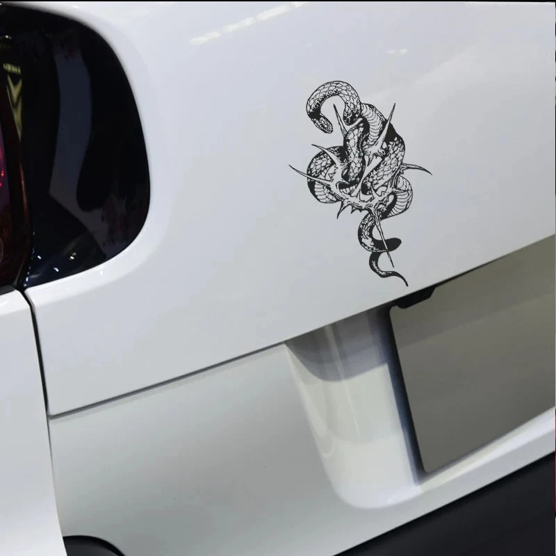 Personalized Dark Gothic Thorns Wrapped Snake Decorative Car Sticker to Cover Scratches Waterproof Reflective Decal