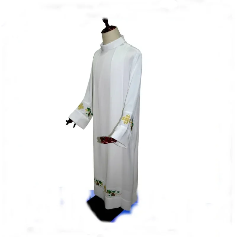 Clergy Robes Alb Albe Liturgical Vestment Ministers Mass Long Linen Tunic Embroidered Catholic Church Priest Costume Cotta