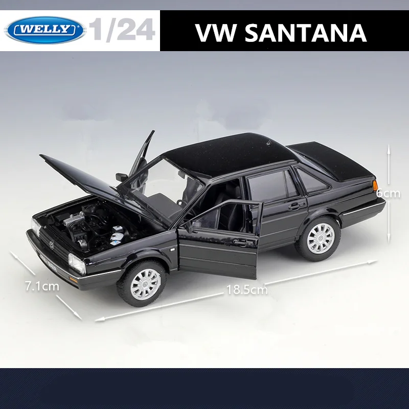 WELLY 1:24 Volkswagen Santana Alloy Simulation Car Model Diecasts Metal Classic Car Vehicles Model Collection Childrens Toy Gift