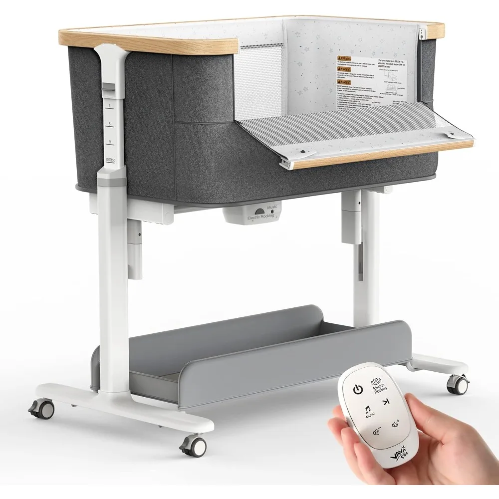 

Rocking Bassinet for Baby Electric Automatic Bedside Sleeper Rocks Itself 3 Motion Auto Rolling Newborn Cradle 5 Height