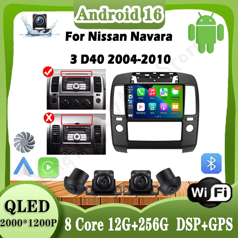 

Беспроводной автомобильный видеомультимедийный плеер Carplay для Nissan Navara 3 D40 2004-2010, Wi-Fi, Android 16, система 4G, GPS, сенсорный экран