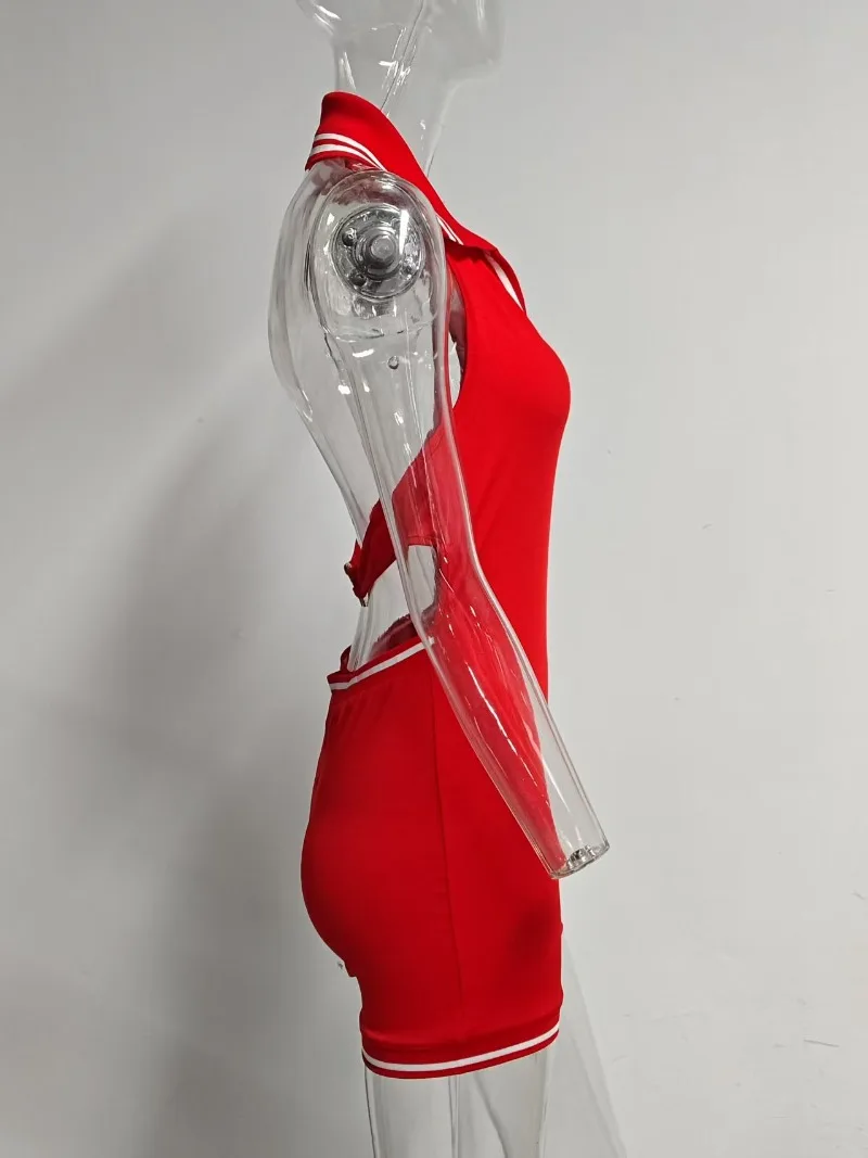 Frauen Sexy Halter-Backless Playsuits Patchwork Polo-neck Ärmellose Dünne Beiläufige Strampler Party Clubwear Einteilige Overalls