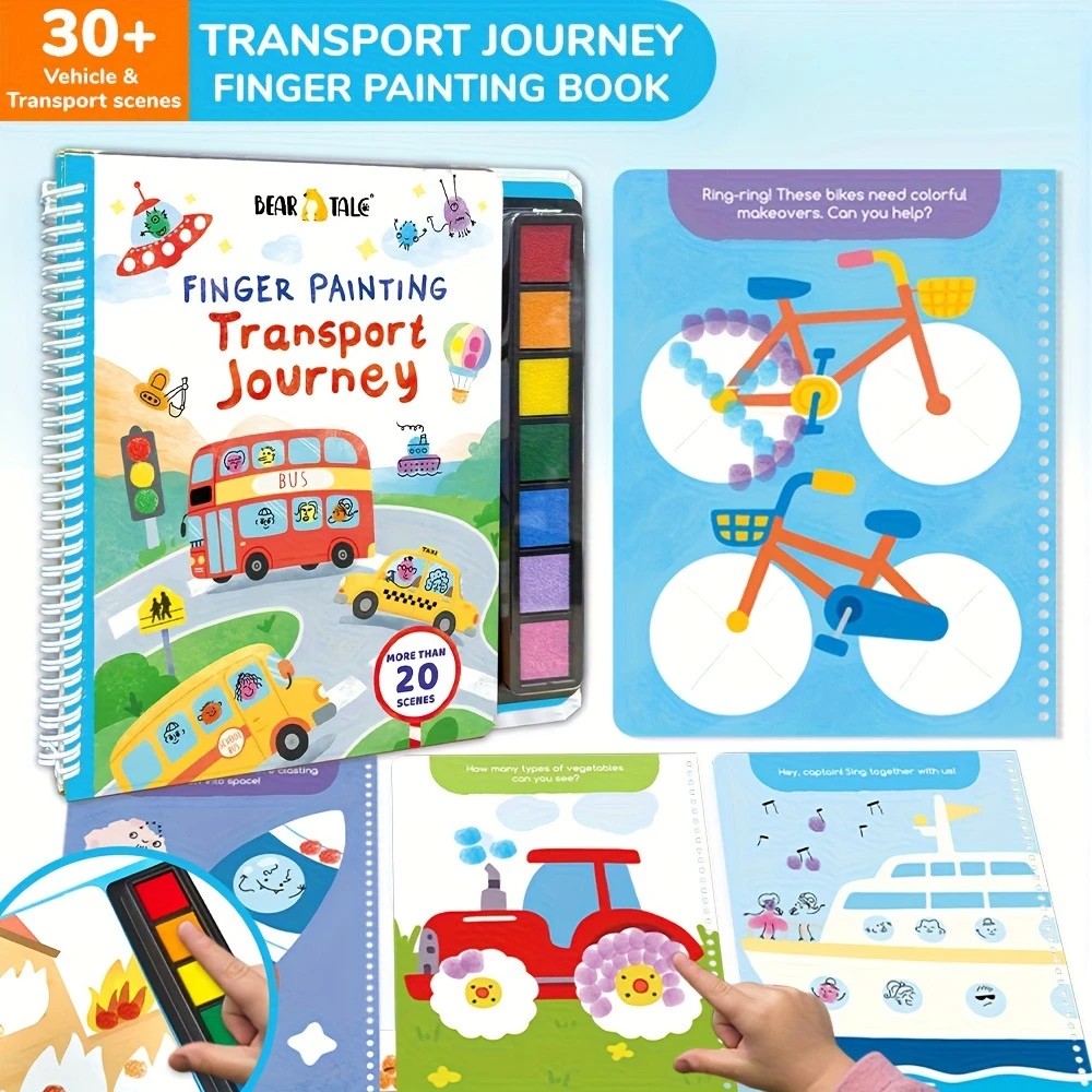 어린이를위한 컬러 지문 색칠하기 책 빨 수있는 손가락 페인트 세트 그리기 장난감 DIY 공예 조기 학습 장난감 크리스마스 선물