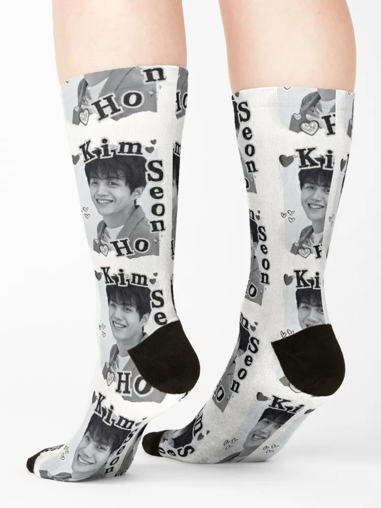 Kim Seon-ho Collage: Black and White Elegance Socks gym cycling summer Rugby Boy Child Socks Women's