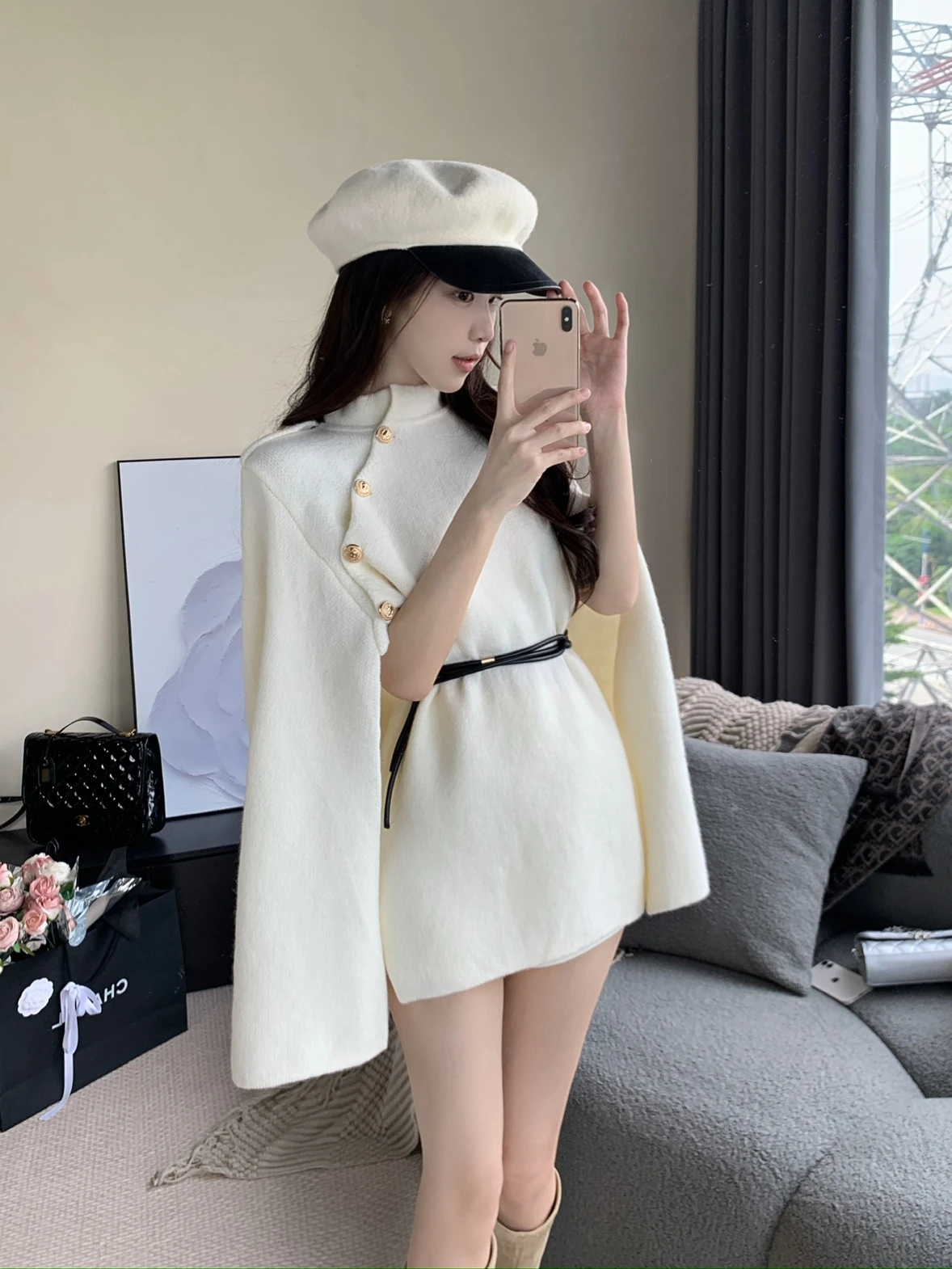 

Шерстяной плащ-накидка для женщин, осенне-зимний, удлиненный, стандартной длины, для полных женщин, фасон «груша»