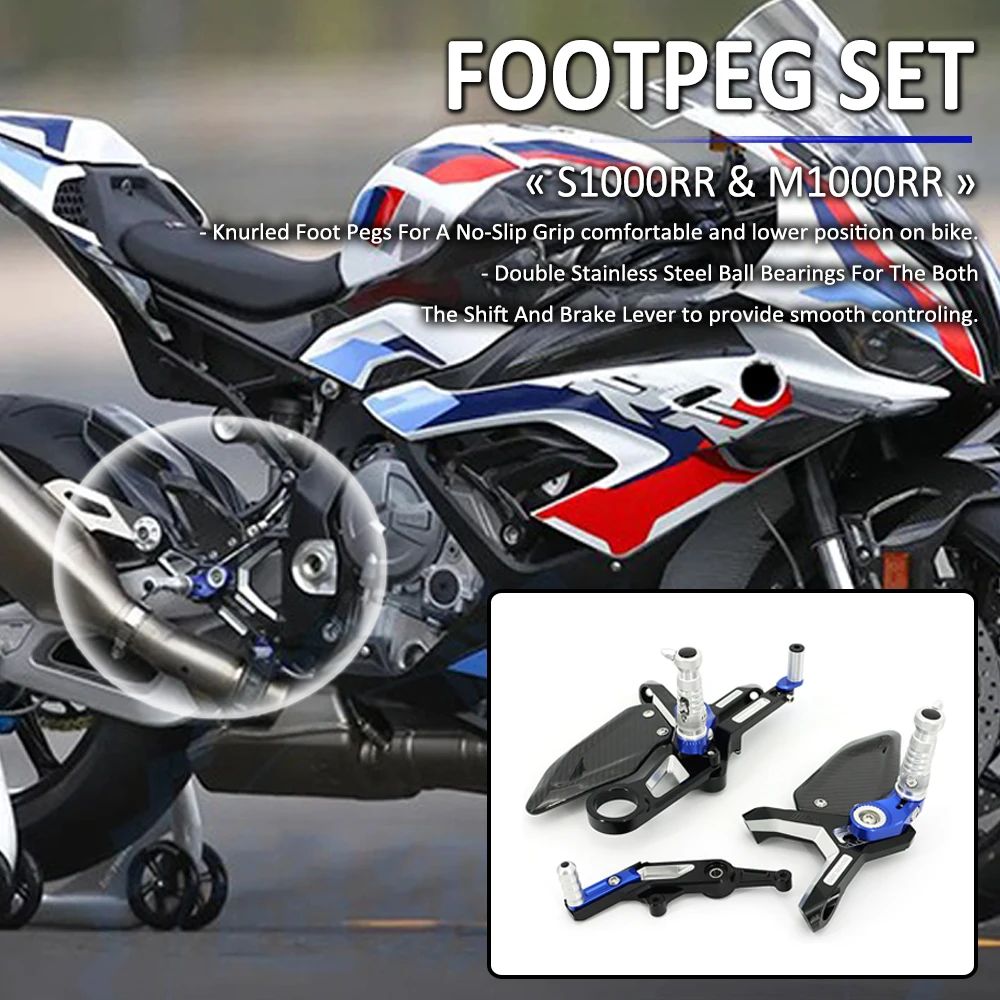 2019-2023 Motorcycle Adjustable Folding Foot Pegs Rest Rearset Rear Set Footpeg Footrest Kit For BMW S1000RR M1000RR M S 1000 RR