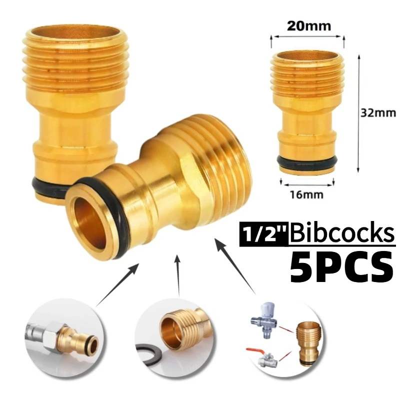 

1/2'' brass hose adapter nozzle 4-point male and female faucet connector, used for garden irrigation, washing machine inlet head