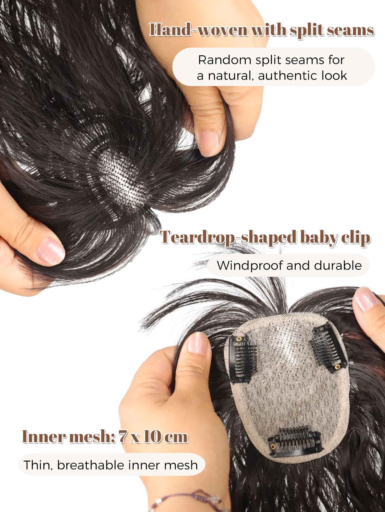 7*10 سنتيمتر الانفجارات ثلاثية الأبعاد غير مرئية سلس رئيس الشعر الصوف مجعد الجبين الانفجارات 3 دمعة BB مقاطع المنسوجة يدويا على شكل قلب المعاوضة