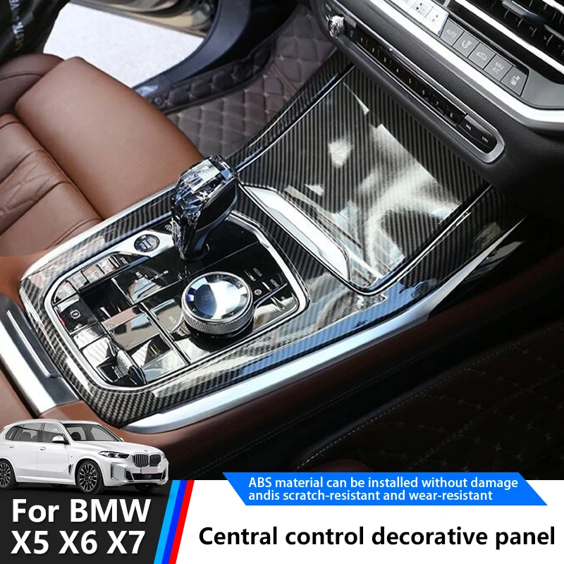 For BMW X5 G05 X6 G06 X7 G07 2019-2026 ABS Carbon Fiber Gears Frame Cup Holder Gear Panel Covers Trim Interior Car Accessories