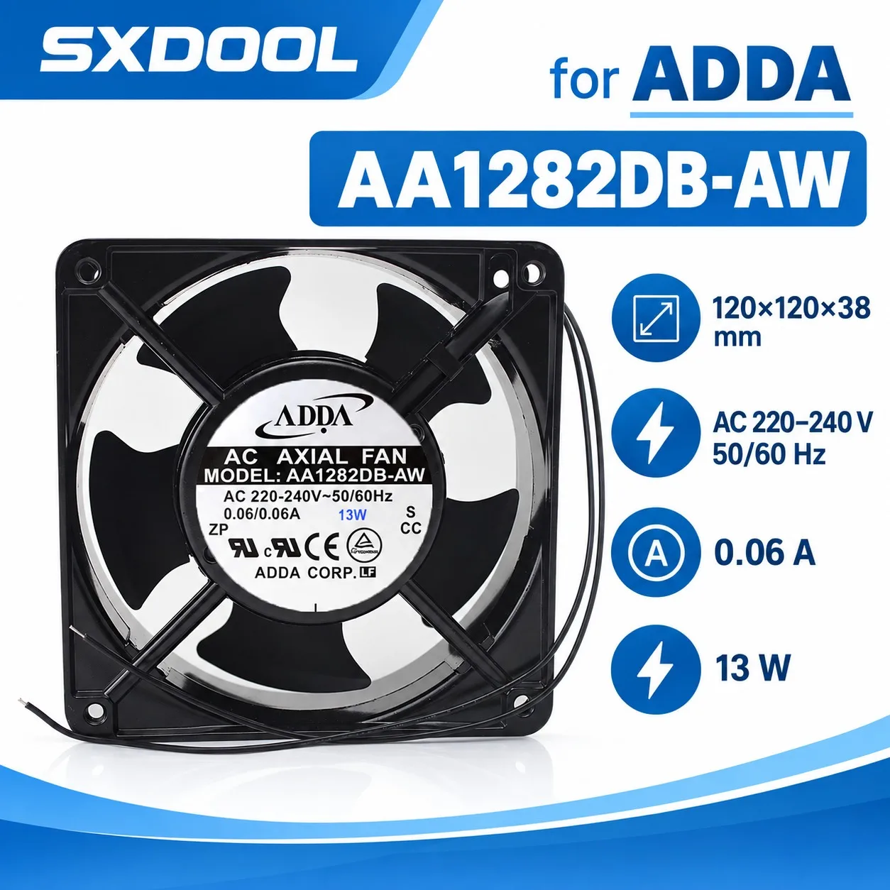 AA1282DB-AW AC Cooling Fan 120x120x38mm 12038 0.06A 1700RPM Industrial for ADDA