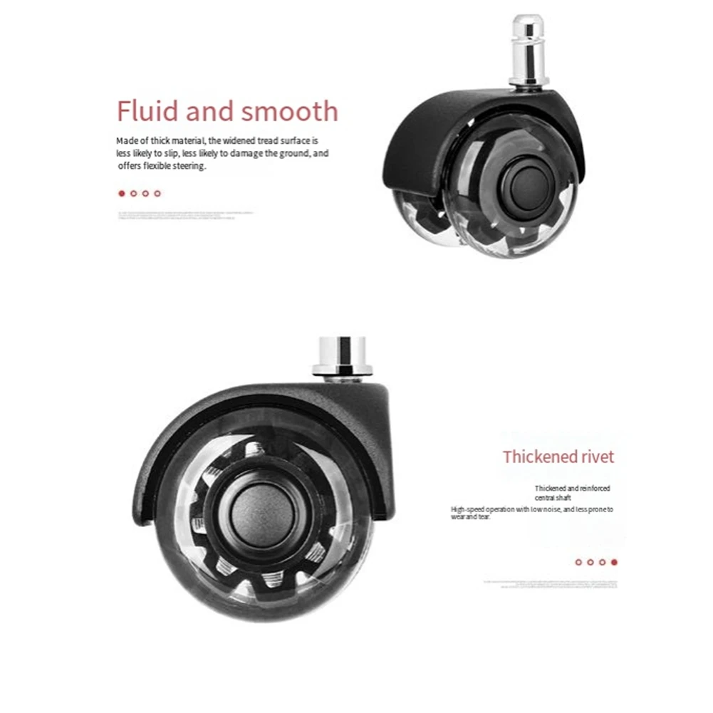 AT82-Quick& Quiet Rolling Office Chair Wheels 5 Pcs 2 Inch Heavy Duty Caster Replacement Parts