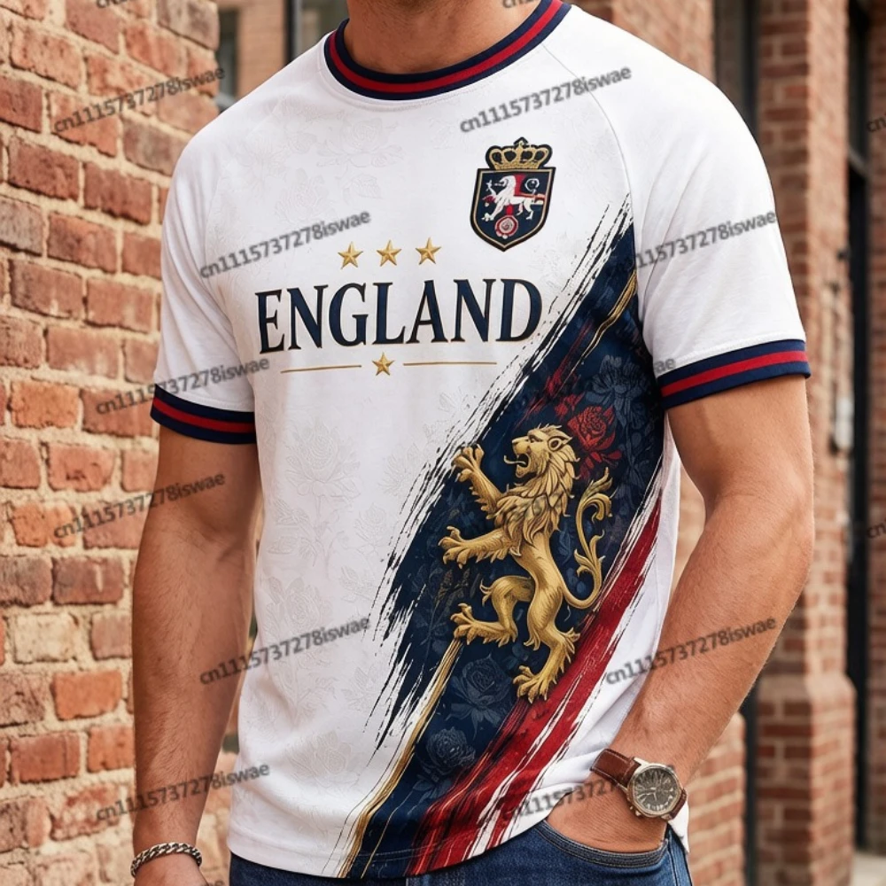 2026 Summer Family Match England 3D Printed Football Sports Casual Short Sleeve Quick-Dry Training Lightweight T-Shirt