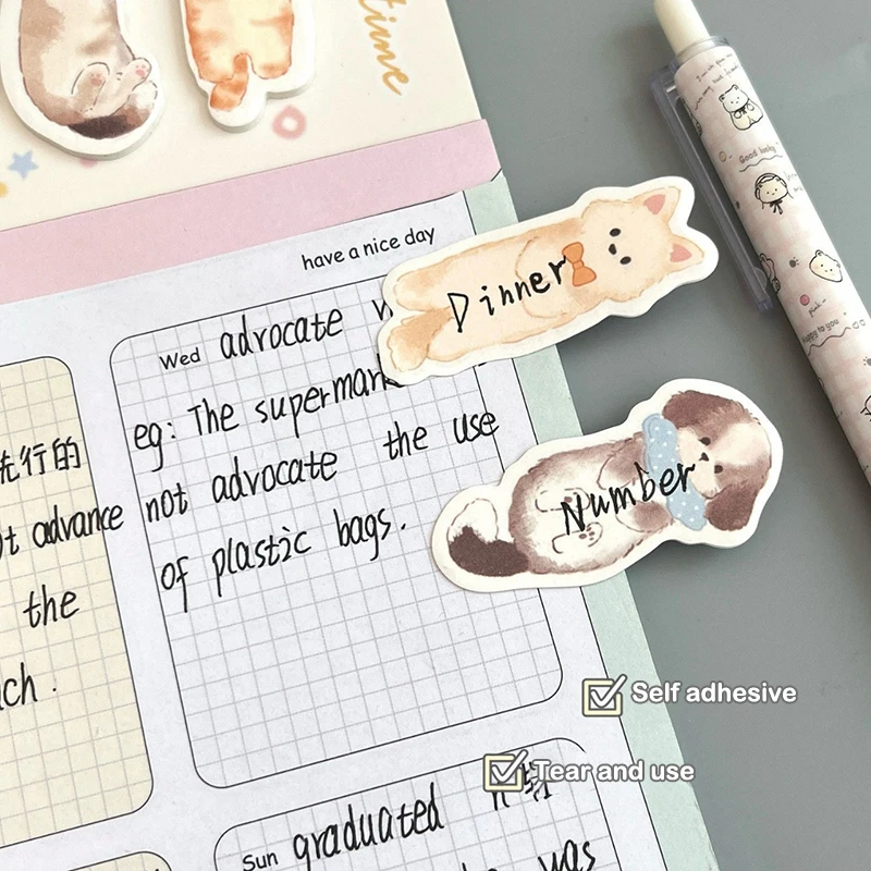 Picture 5: 120 Sheets/set Cute Cat Dog Sticky Notes  Tabs Page Book Markers For Page Marking Message Classify File Flags Stickers