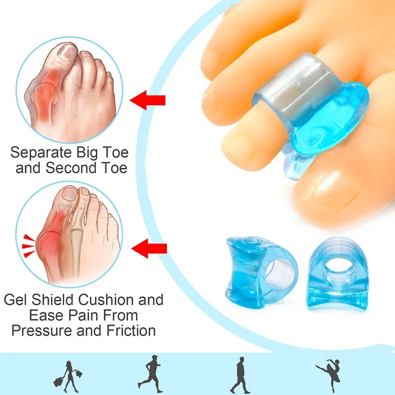 Separatore delle dita dei piedi Correttore osseo Raddrizzatore Gel di silicone Pollice Valgo Protezione per le dita Strumento per i piedi di regolazione dell'alluce valgo