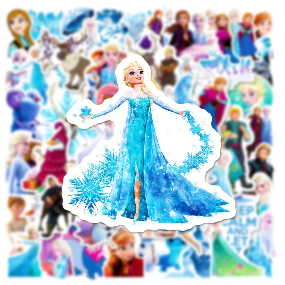 10/50pcs Disney Anime Frozen Elsa Stickers Cute Anna Princess Sticker Decals for DIY Girls Phone Luggage Diary Water Bottle