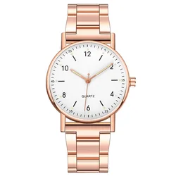 Luxury Rose Gold Stainless Steel Watches Female Classic Round Dial Quartz Watch Women Business Wristwatches Montre Pour Femme