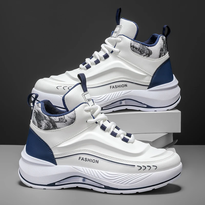 

HKDQ осенне-зимние высокие кроссовки мужские белые мужские повседневные кроссовки на платформе удобная нескользящая спортивная обувь для мужчин кроссовки