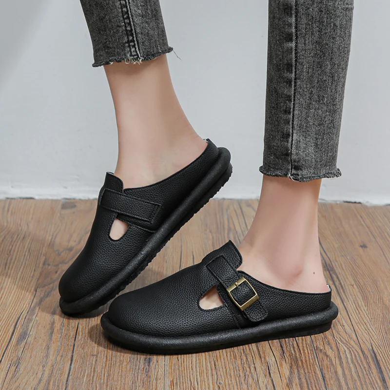 

Baotou Half Slippers for Women Spring and Summer Outwear Fashion 2024 New Flat Bottom Muller Shoes Comfortable Lazy Sandals