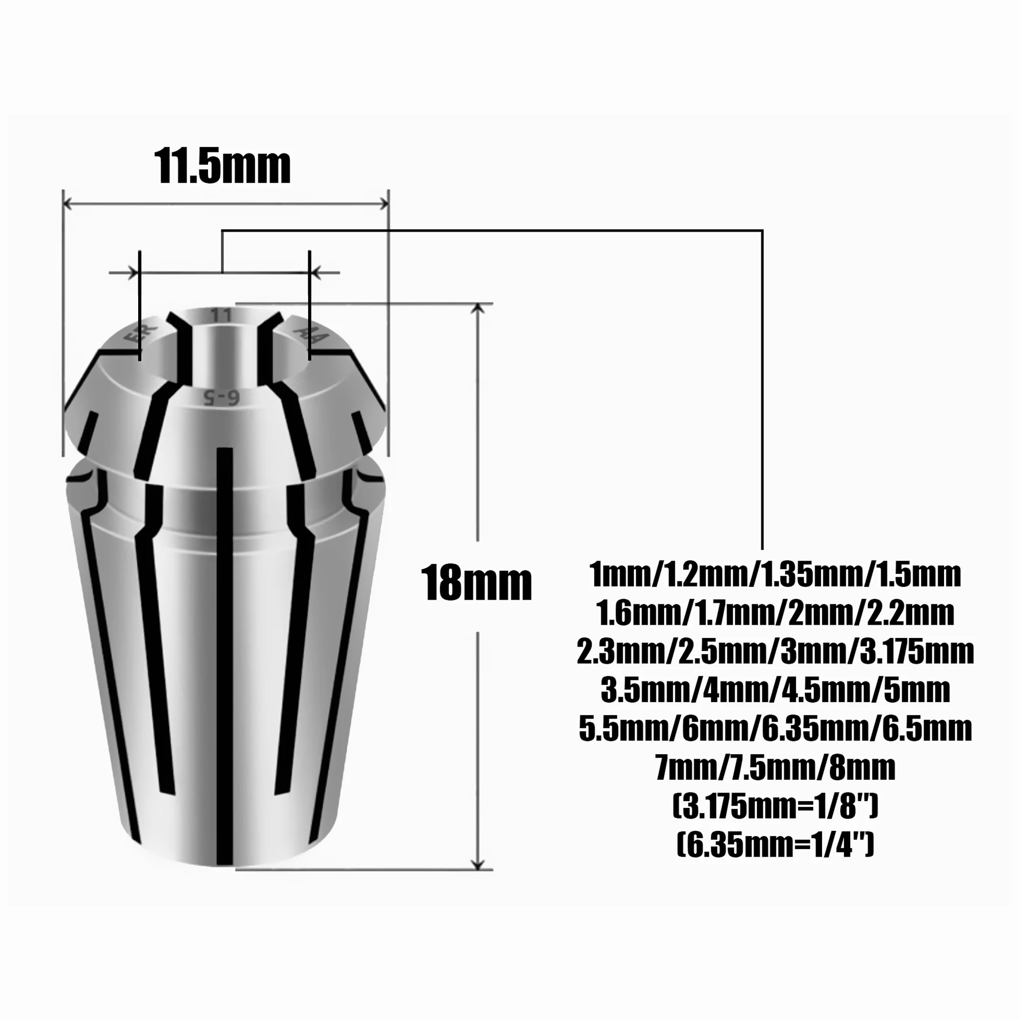 ER11 Collet Chuck AA 0.008mm ER11 Collet Set ER11 1 2 3 4 5 6 7 8mm 1/8mm ER Collet Chuck CNC Engraving Machine Lathe Mill Tool