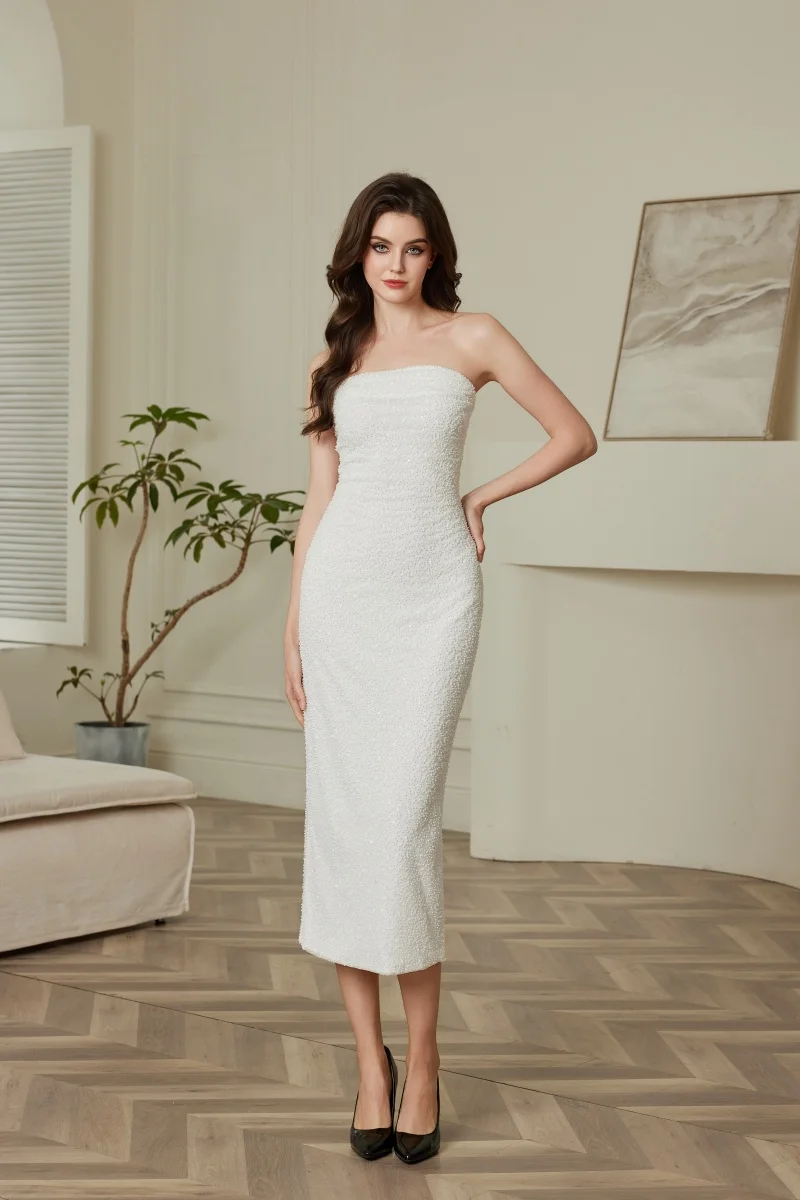 

MISICHAO 2025 Sparkling Sexy Slim Sequin Dress for Women's Dinner Dress Elegant Solid-color Backless Party Fashion