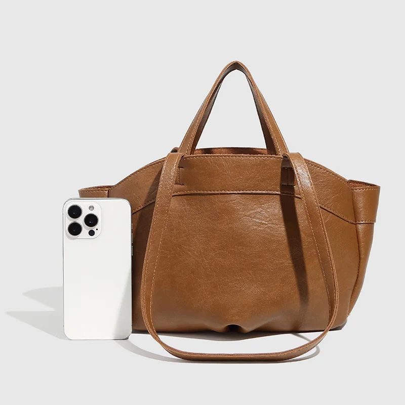 

Luxury Desinger Brown Tote Bag New Fashion Large Capacity Work Bag Single-shoulder Portable Shopping Bag Commute Handbag Gift