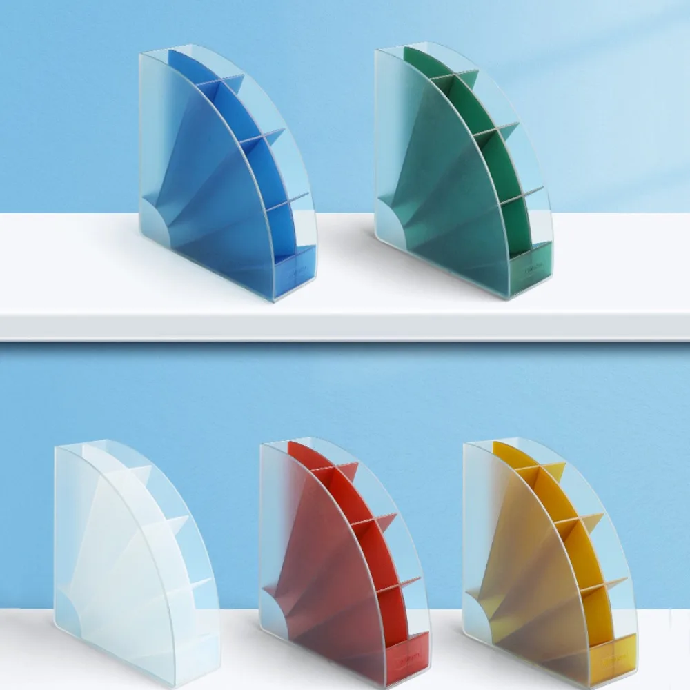 Slant Insertion 8 Grid Pen Storage Box Sector Large Capacity 8 Grid Pen Holder Multi-function Space Saving Stationery Organizer