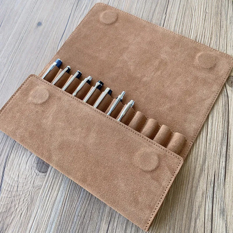 12 Piece Set Of Genuine Leather Pen Bag, Retro Cowhide Multifunctional Stationery Storage Box 28x18.5cm
