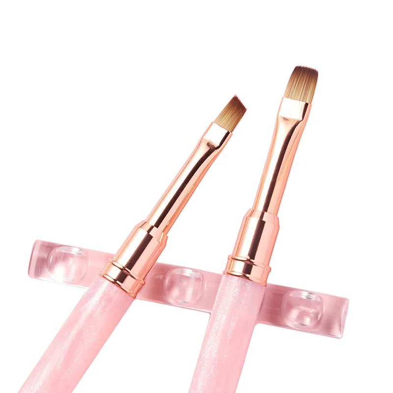 1/12PCS Pink Acrylic Nail Brush Gel Brush For Manicure Acrylic UV Gel Extension Pen Nail Polish Painting Drawing Brush Liner