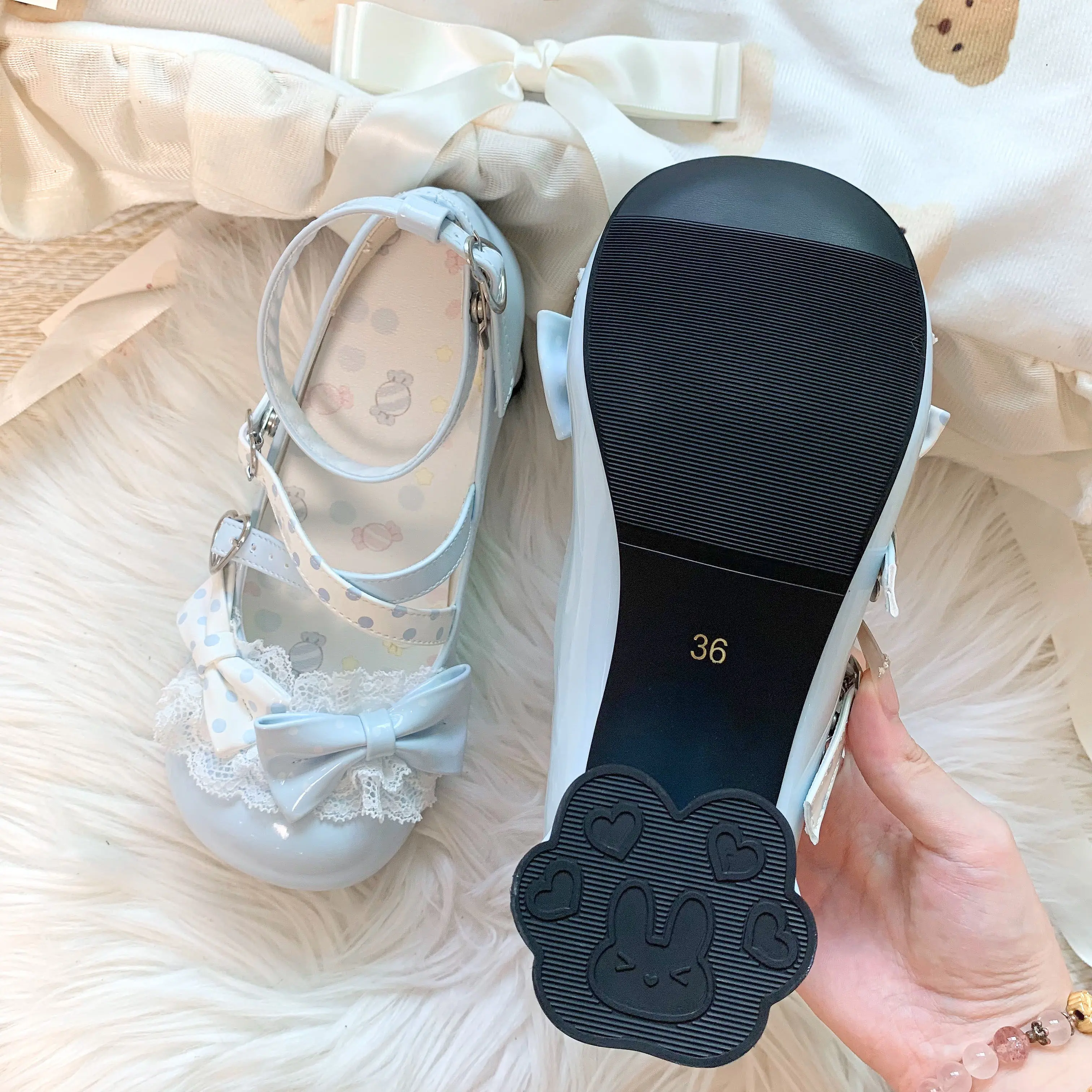 

Japanese Original Cute Sweet Cat Claw Special-shaped Heel Lo Shoes Versatile Lolita Student Elegant Girl Loli Style Single Shoes