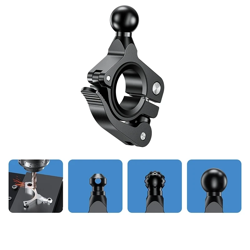 17mm 25mm Ball Head Adapter Motorcycle Handlebar 1 inch Base Mount Holder Bike Bicycle Riding Clip Aluminum Alloy GPS Bracket