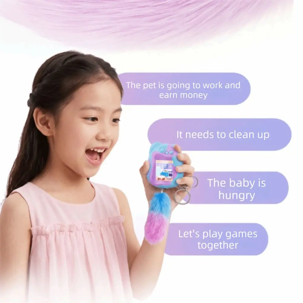 Color Screen Virtual Pet Keychain Portable Mini Electronic Pet Machine Educational Electronic Handheld Game Console