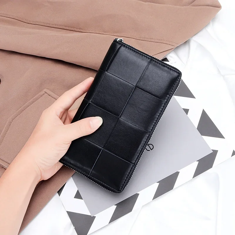 2024 New Fashion Genuine Leather Women Long Wallets Real Leather Female Luxury Brand Design Clutch Girl Lady Gift Cash Purse