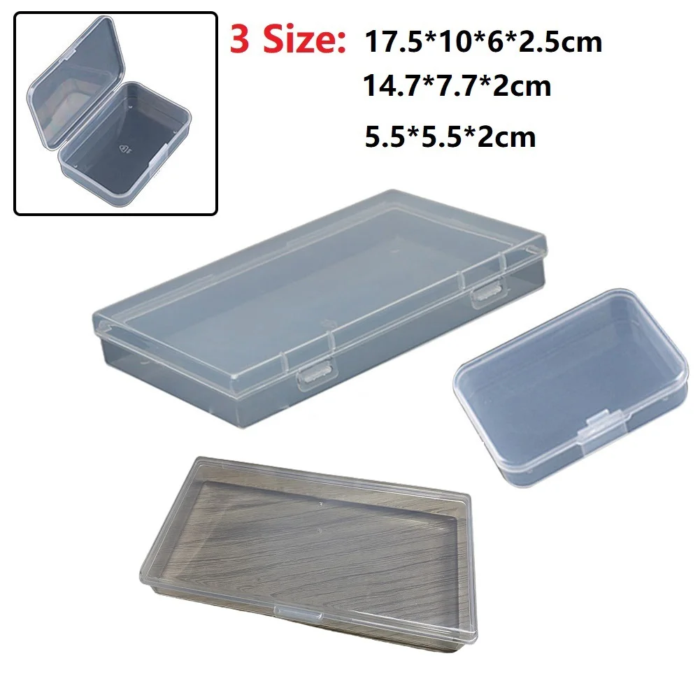 小さなアイテムを収集するための長方形の透明なプラスチック製の収納ボックス,小さな長方形の箱,イヤリング,リング,ビーズを収集する