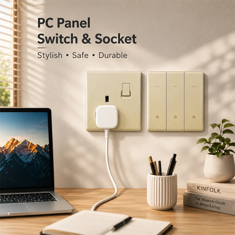 Gold UK 13A with USB C 18W 3.1A  Fast Charging Socket with USB Port. Wall Power Switch Socket, 1gang3way Intermediate Switch