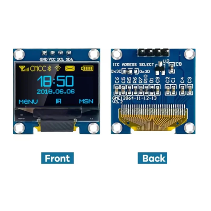 N93R 0.96 pouces Module d'écran d'affichage OLED I2C IIC 128X64 SSD-1306 écran LCD 3.3 V-5 V bleu jaune pour ESP32 ESP8266