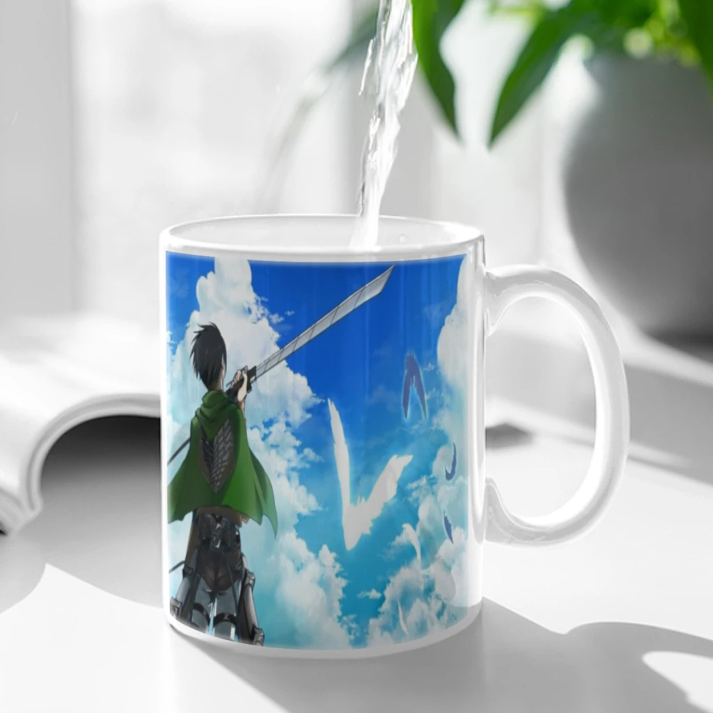 Anime Attack On Titan Soldier Commander Eren White Mug 11oz Ceramic Tea Cup Coffee Mug Friends Birthday Gift11oz