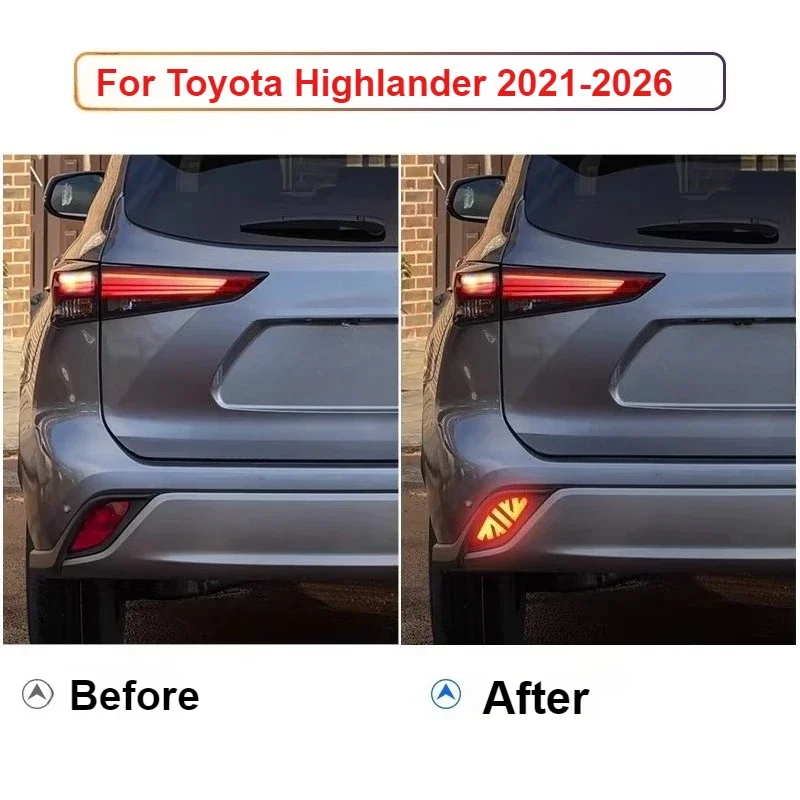 For Toyota Highlander 2021-2026 Car Rear Bumper Light Reflector LED Driving Brake Warning Light Turn Signal Navigation Light detail image 3