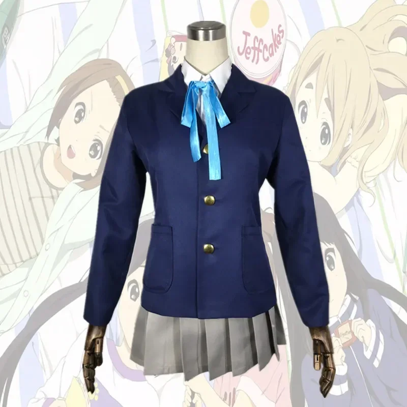 Anime K-ON! Cos homem mulher cosplay jk uniforme universitário traje conjunto completo camisa jaqueta saia gravata borboleta