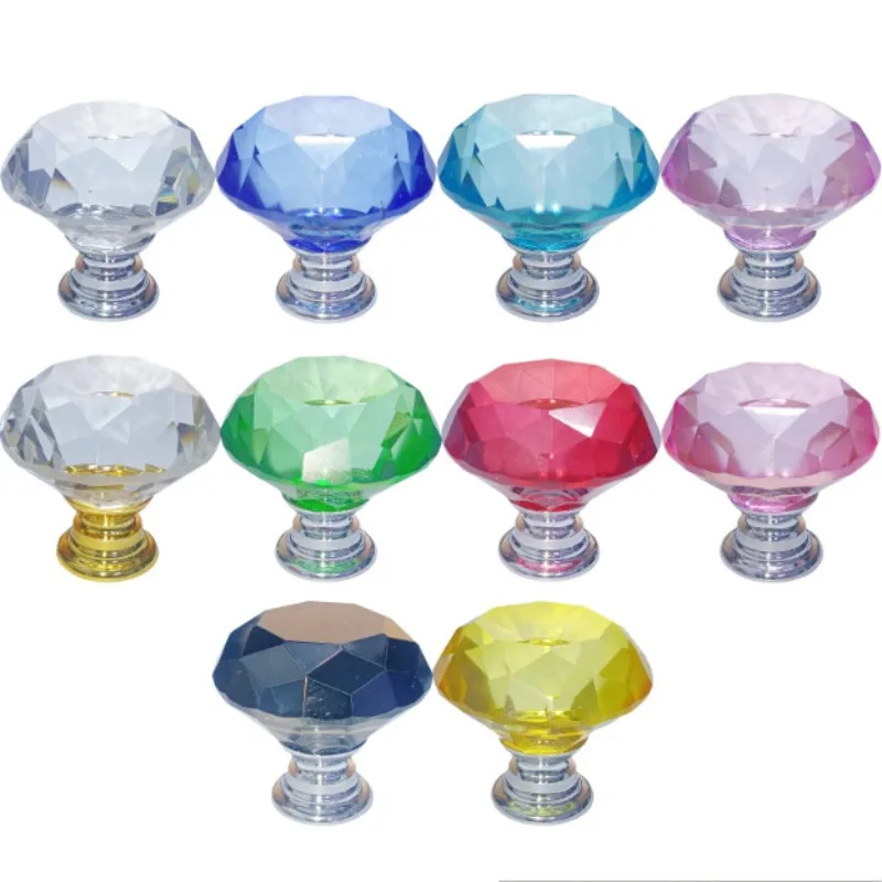 3PcsSet 30mm Diamond Shape Crystal Cabinet Pulls Cupboard Drawer knob Kitchen Cabinet Door Wardrobe Handles Furniture Hardware