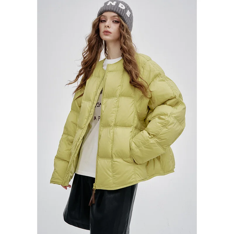 ELFSACK 2025 inverno recém chegados casual solto em torno do pescoço sem capuz jaqueta para mulher