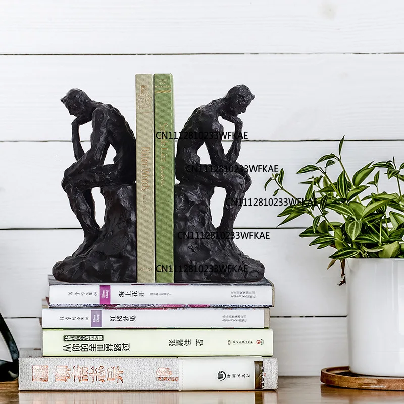 2PCS Simple Modern Thinker Book Relying on Bookholder Simple European Study Model Room Bookshelf Desk Ornament