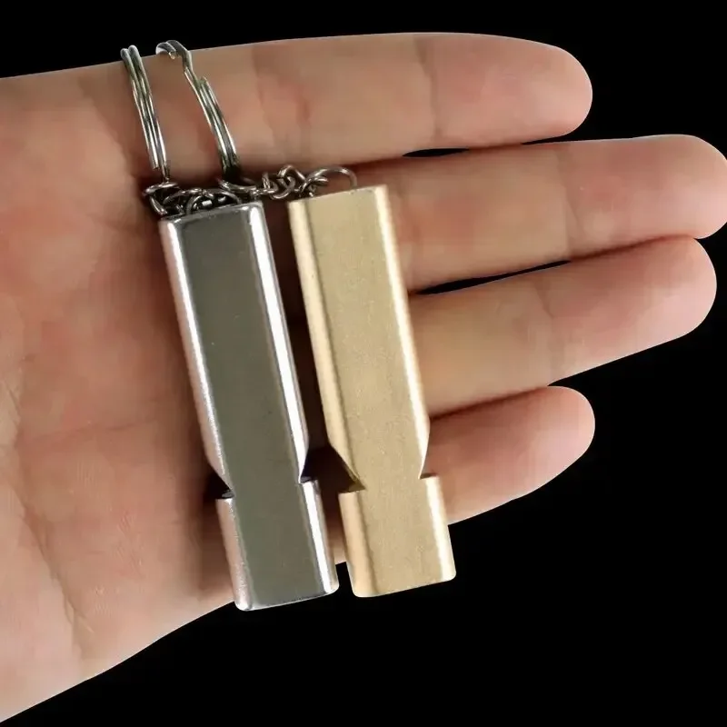 Flat Aluminum Alloy Dual Frequency Survival Whistle Double Tube Outdoor Equipment Equipped EDC Tool