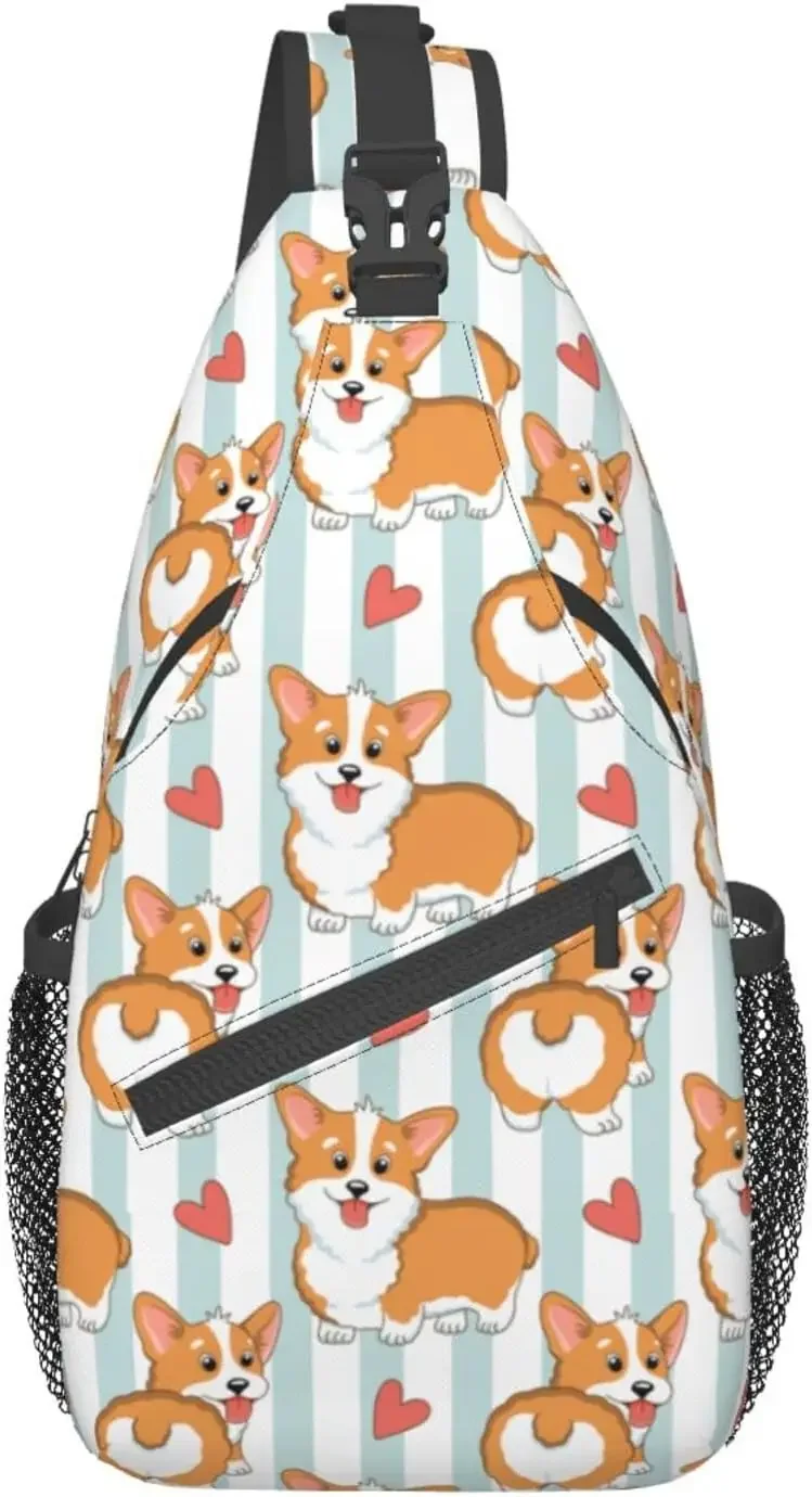 Kawaii Hund Schulter tasche Reise Cross body Rucksack Brust Wandern Tages rucksack lässige Umhängetaschen für Frauen Männer mit Riemen leicht