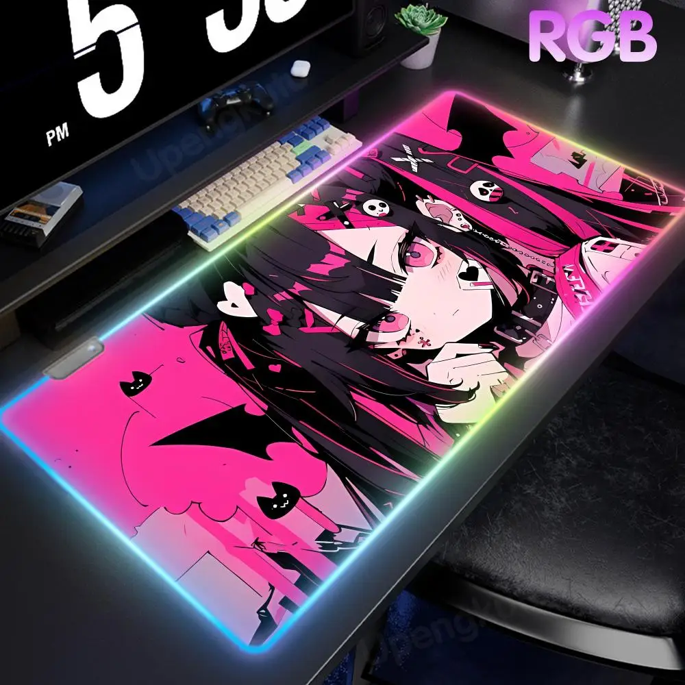 

Girl Gaming Desk Accessories Mouse Pad RGB Mouse Pad LED Large Gamer Desk Luminous Desk Mat Backlit Pc Gamer Accessorios Mat