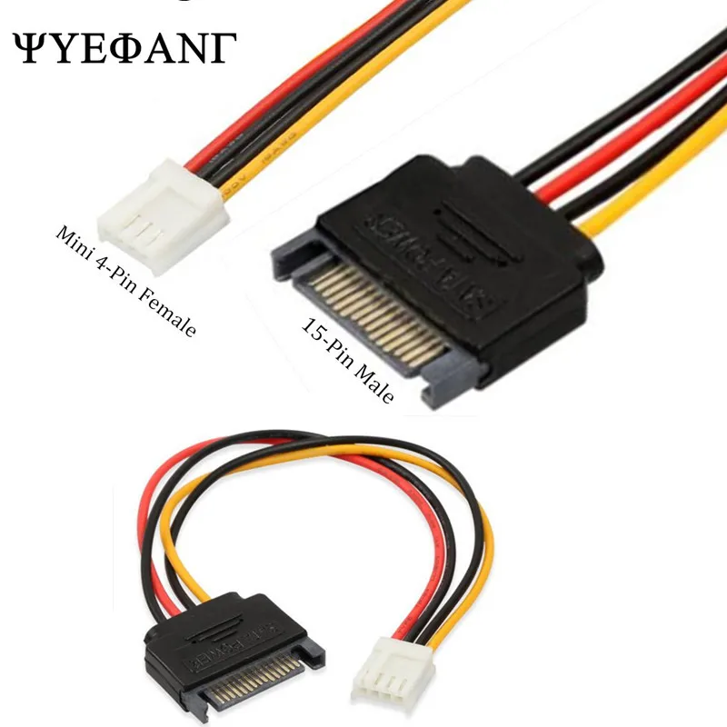 SATA 15Pin Male to 4Pin Female FDD Floppy Adapter Hard Drive Power Cables Cord 20cm D Port Small 4pin to SATA Power Cable